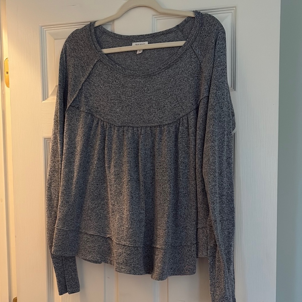 True Craft Blue Ruffled Top with Relaxed Fit